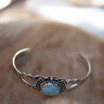 Larimar Adjustable Small wrist Bracelet ~ Sterling Silver 925~Handmade~Hippie ~Bohemian~Jewelry ~Gift For Her ~Gemstone ~Body~MB057