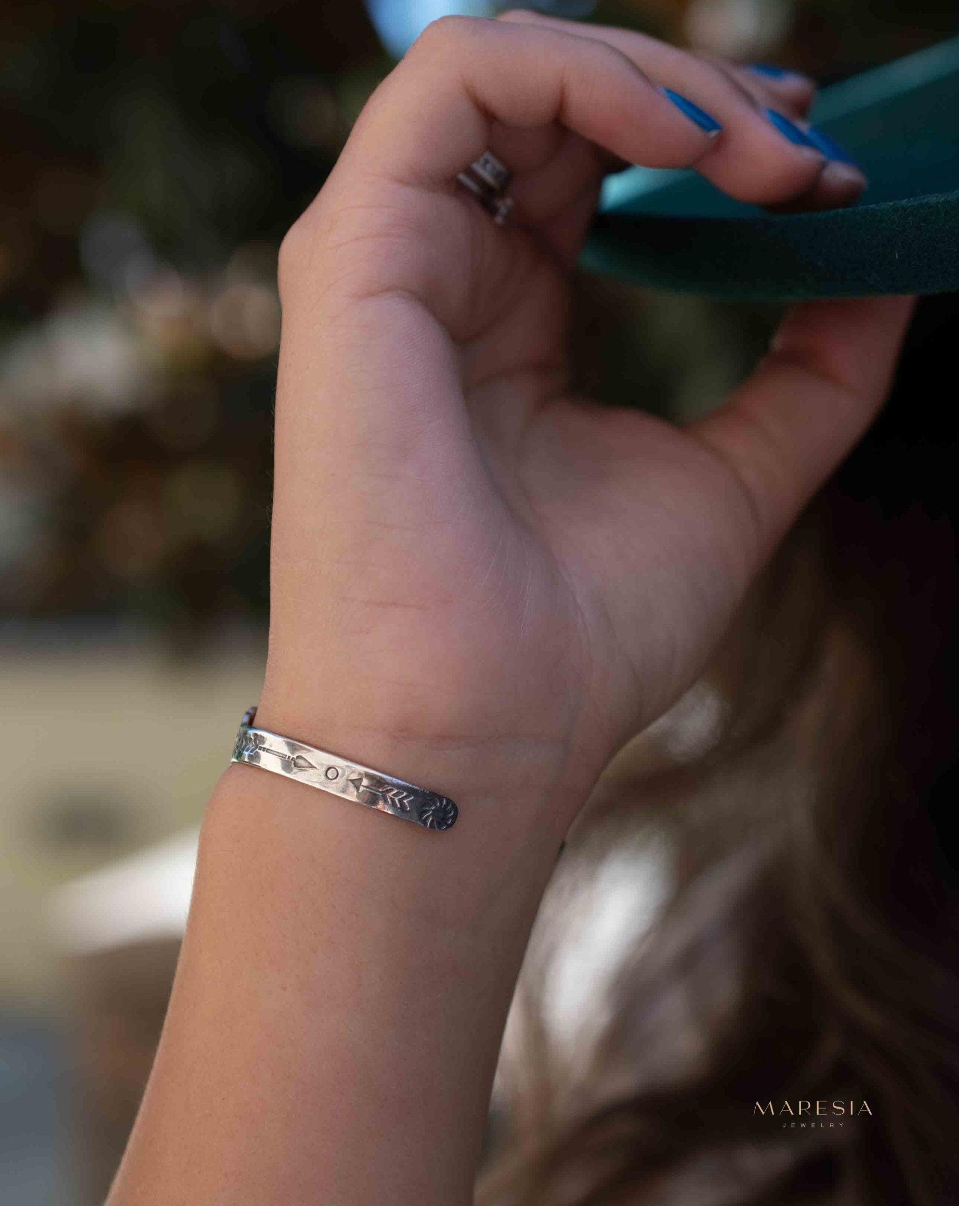 Larimar Adjustable Small wrist Bracelet ~ Sterling Silver 925~Handmade~Hippie ~Bohemian~Jewelry ~Gift For Her ~Gemstone ~Body~MB057