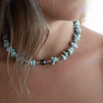 Larimar & Tahitian Pearl Choker ~ Sterling Silver 925 or Gold Filled~ Choker ~ Jewelry ~ Minimalist~ Handmade~  Delicate ~Layered MN0