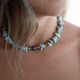 Larimar & Tahitian Pearl Choker ~ Sterling Silver 925 or Gold Filled~ Choker ~ Jewelry ~ Minimalist~ Handmade~  Delicate ~Layered MN0