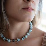 Larimar & Tahitian Pearl Choker ~ Sterling Silver 925 or Gold Filled~ Choker ~ Jewelry ~ Minimalist~ Handmade~  Delicate ~Layered MN0