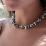Larimar & Tahitian Pearl Choker ~ Sterling Silver 925 or Gold Filled~ Choker ~ Jewelry ~ Minimalist~ Handmade~  Delicate ~Layered MN0