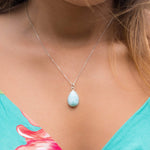Larimar Necklace ~ Tear Drop ~ Sterling Silver ~Minimalist ~Delicate ~Layered ~ Pendant ~ Necklace ~ Charm MN012