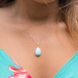 Larimar Necklace ~ Tear Drop ~ Sterling Silver ~Minimalist ~Delicate ~Layered ~ Pendant ~ Necklace ~ Charm MN012