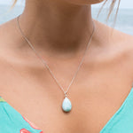 Larimar Necklace ~ Tear Drop ~ Sterling Silver ~Minimalist ~Delicate ~Layered ~ Pendant ~ Necklace ~ Charm MN012