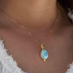 Larimar Pendant ~ Gold Plated over Sterling Silver ~ Necklace ~ minimalist ~ Delicate ~ Everyday Jewelry ~MN144