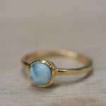 Larimar Ring ~ Delicate ~ Gold Plated ~ Handmade ~ Gemstone~Statement ~Everyday~ Hippie~Bohemian~Stackable MR235