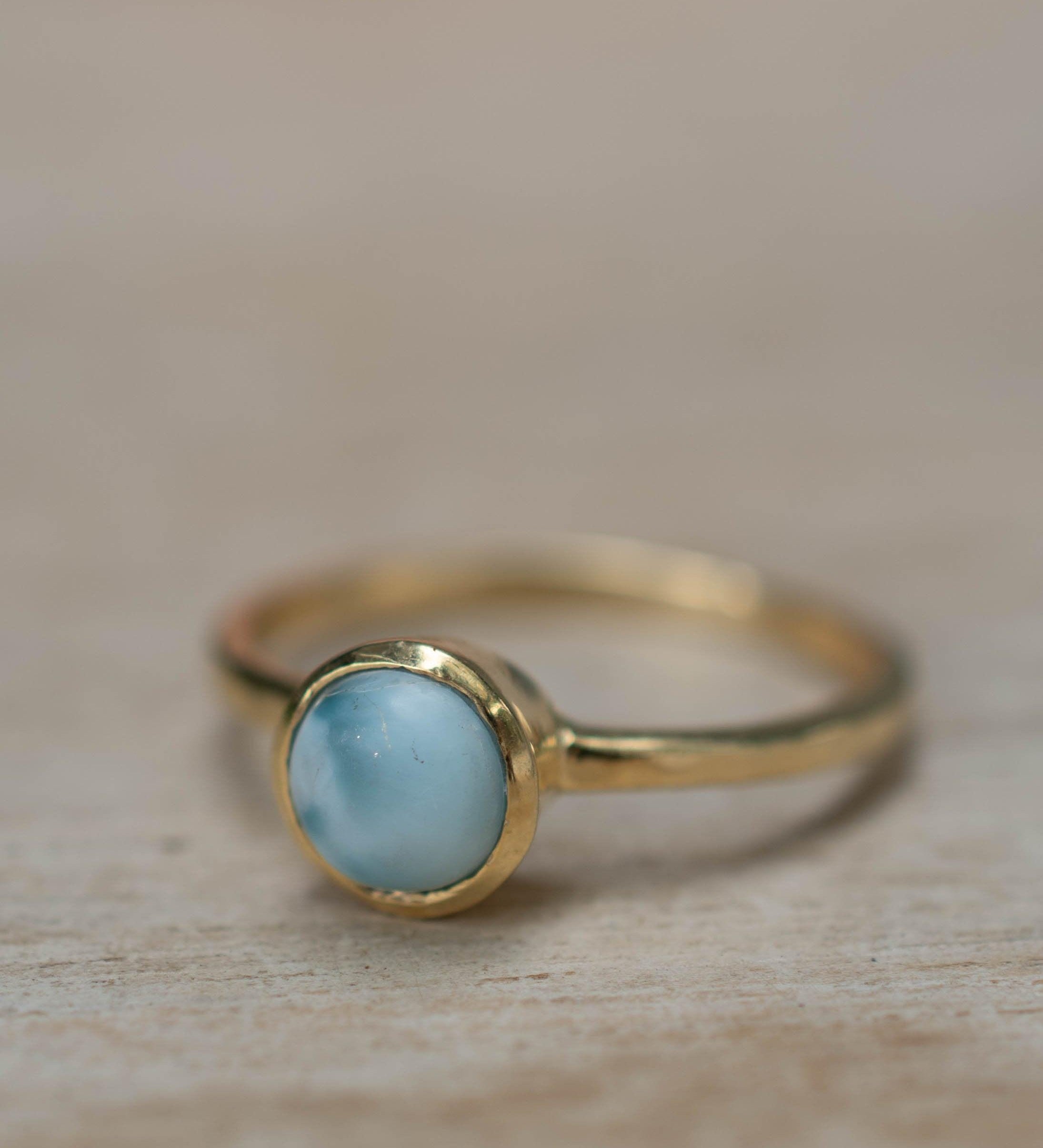 Larimar Ring ~ Delicate ~ Gold Plated ~ Handmade ~ Gemstone~Statement ~Everyday~ Hippie~Bohemian~Stackable MR235