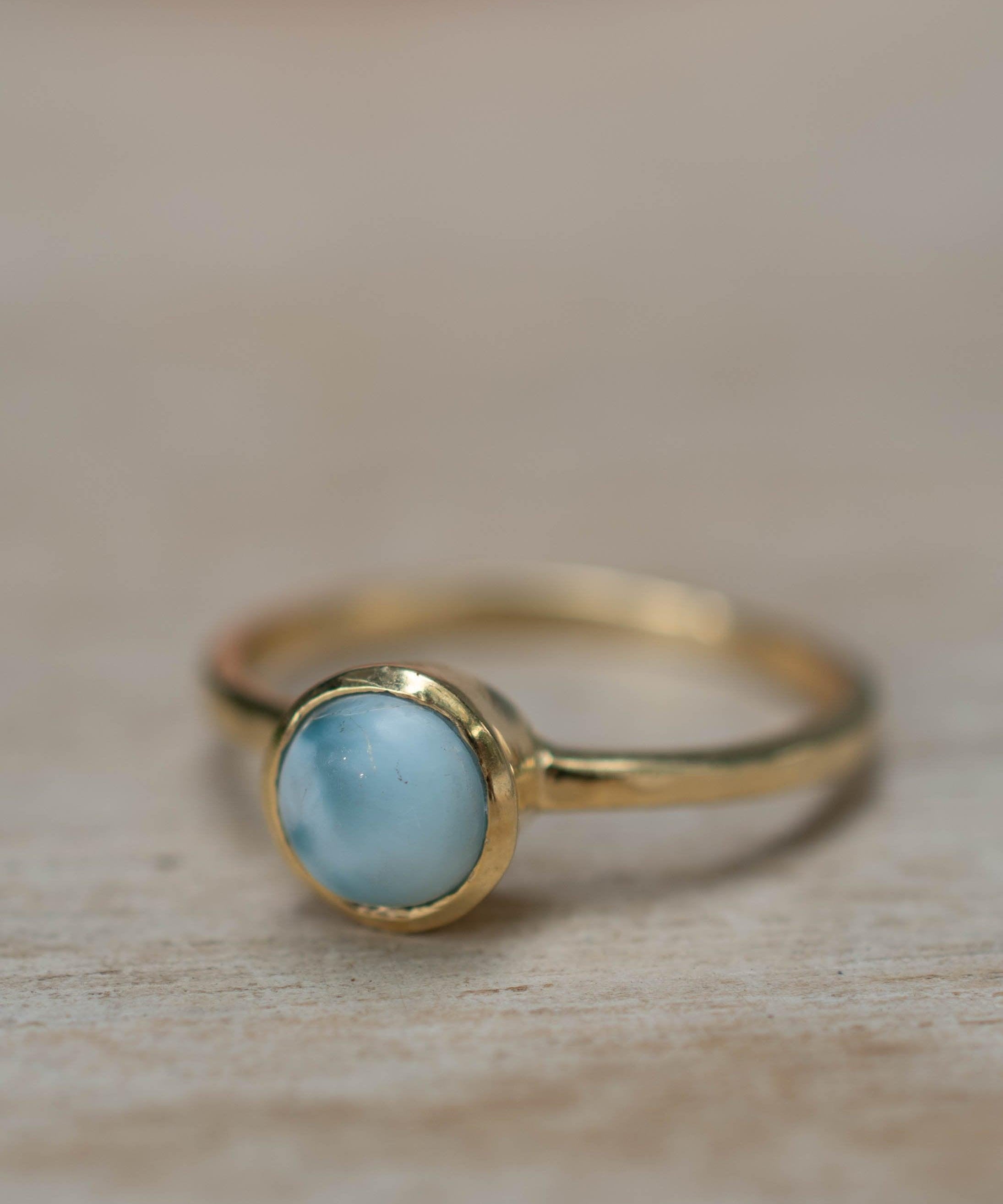 Larimar Ring ~ Delicate ~ Gold Plated ~ Handmade ~ Gemstone~Statement ~Everyday~ Hippie~Bohemian~Stackable MR235
