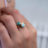 Larimar Ring ~ Delicate ~ Gold Plated ~ Handmade ~ Gemstone~Statement ~Everyday~ Hippie~Bohemian~Stackable MR235
