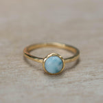 Larimar Ring ~ Delicate ~ Gold Plated ~ Handmade ~ Gemstone~Statement ~Everyday~ Hippie~Bohemian~Stackable MR235