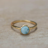 Larimar Ring ~ Delicate ~ Gold Plated ~ Handmade ~ Gemstone~Statement ~Everyday~ Hippie~Bohemian~Stackable MR235