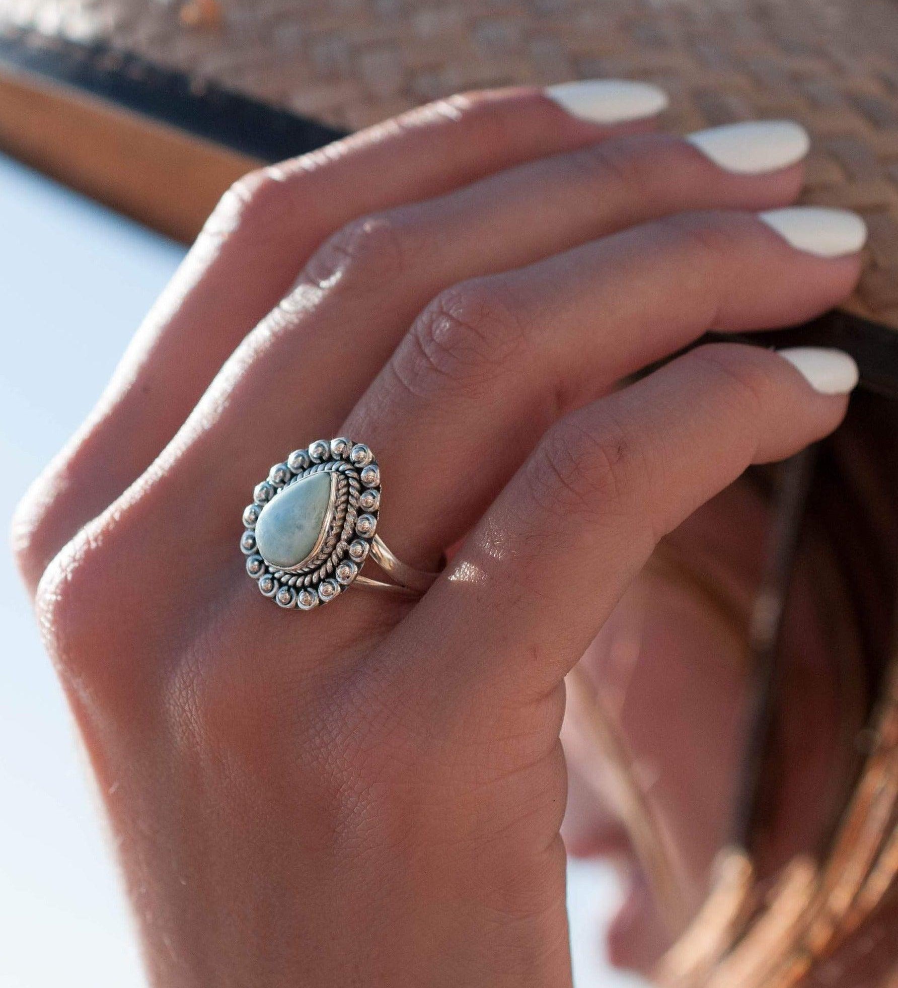 Larimar Ring ~ Sterling Silver 925~MR020 - Maresia Jewelry
