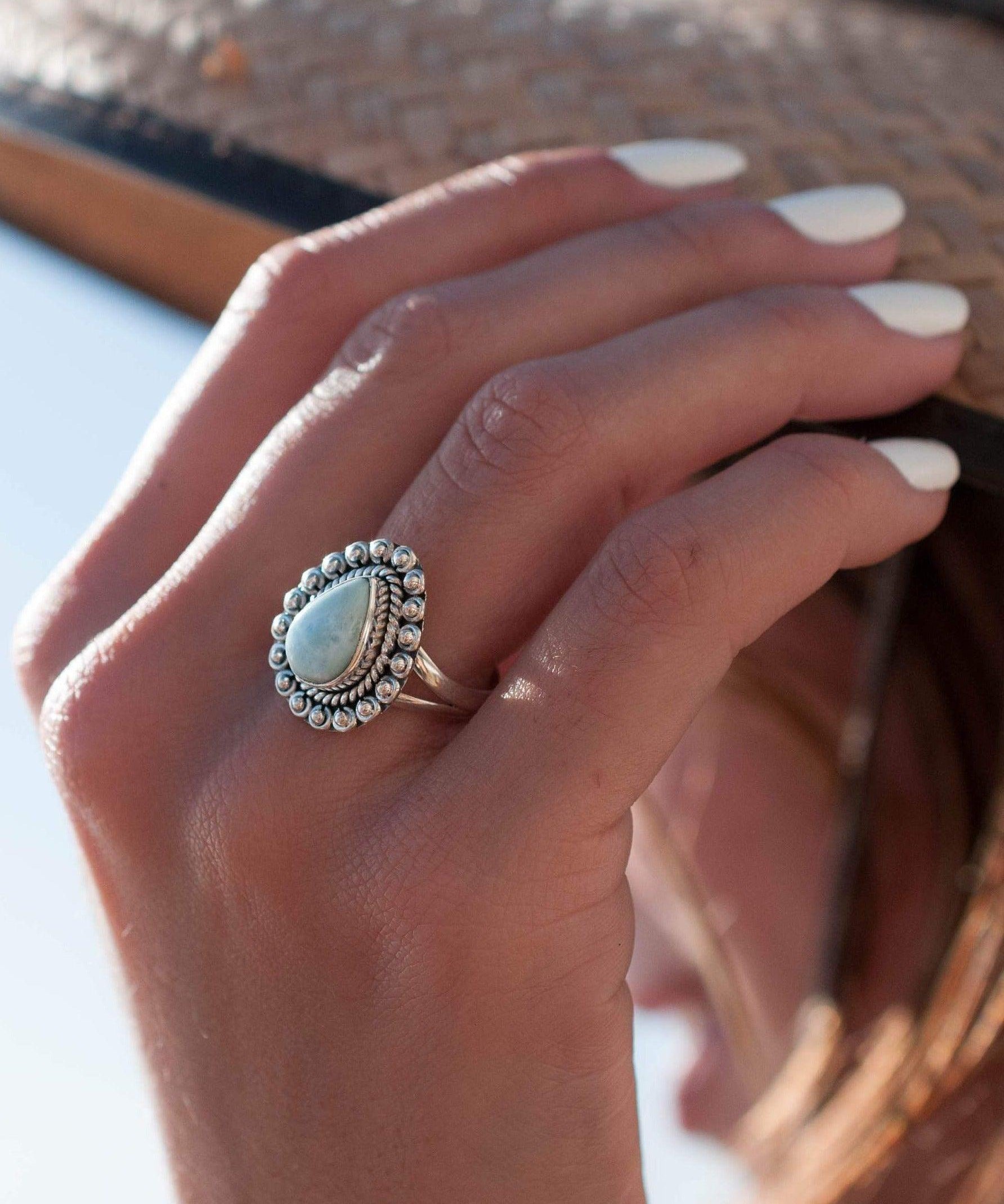 Larimar Ring ~ Sterling Silver 925~MR020 - Maresia Jewelry