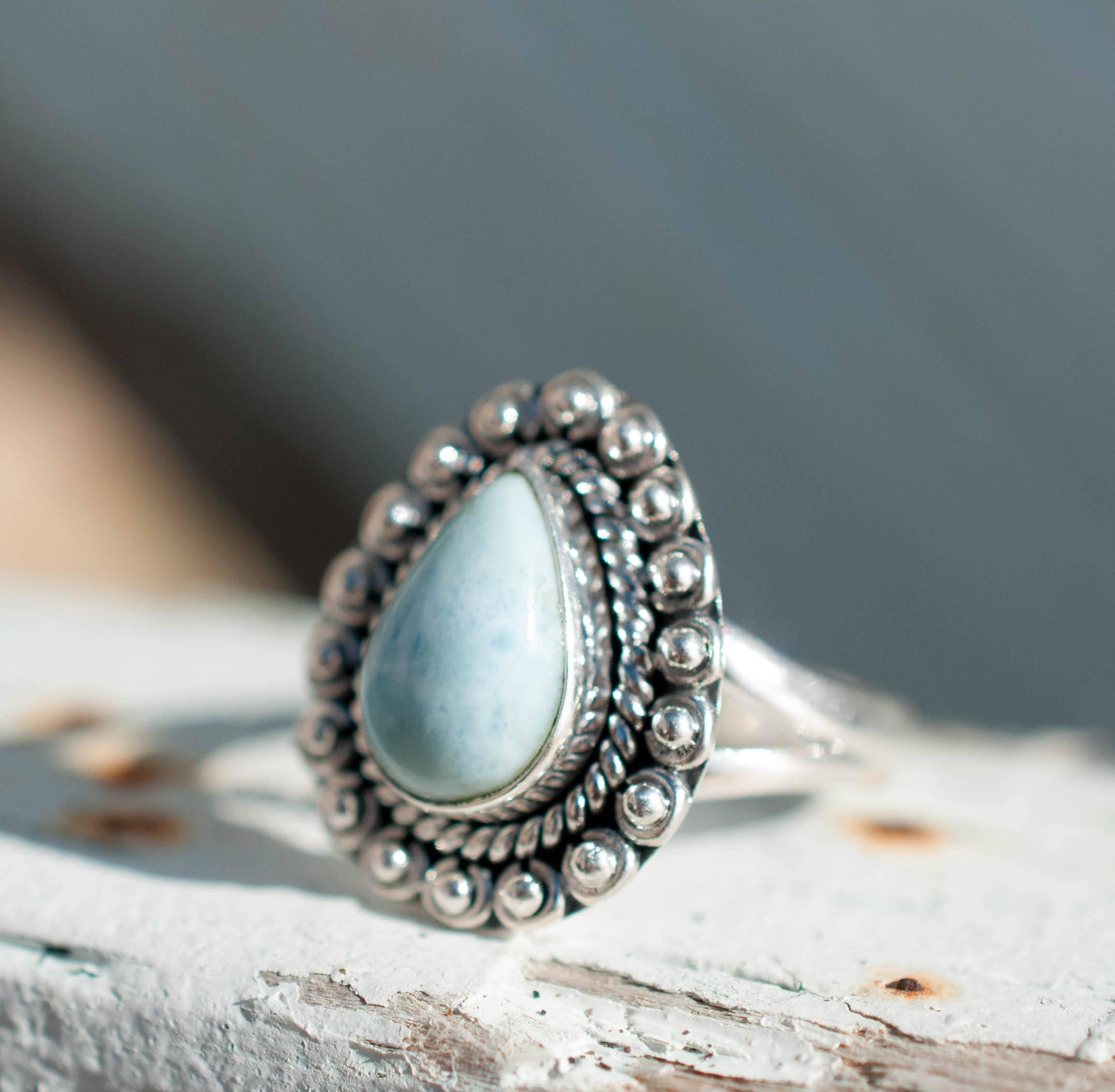Larimar Ring ~ Sterling Silver 925~MR020 - Maresia Jewelry