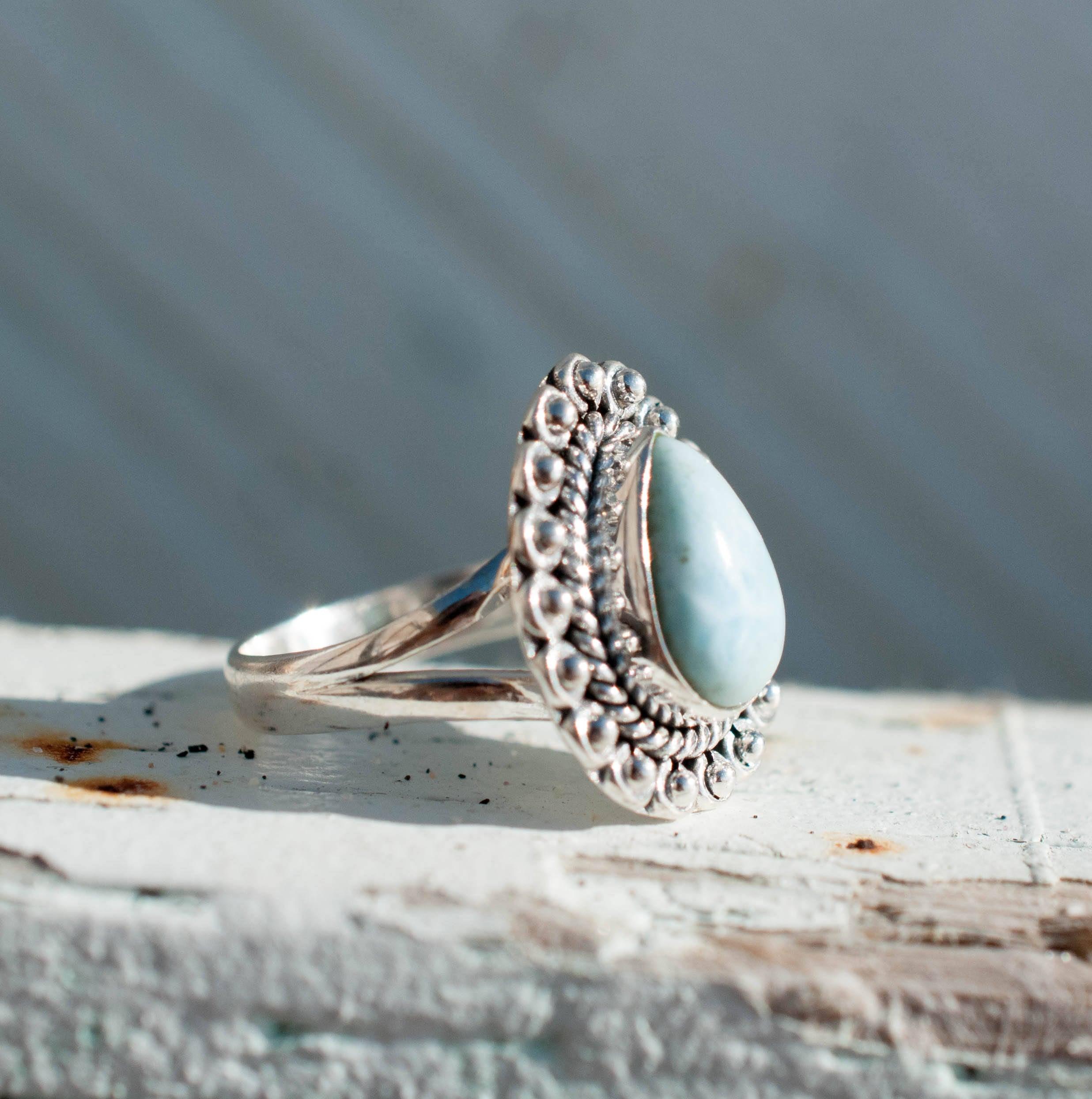 Larimar Ring ~ Sterling Silver 925~MR020 - Maresia Jewelry
