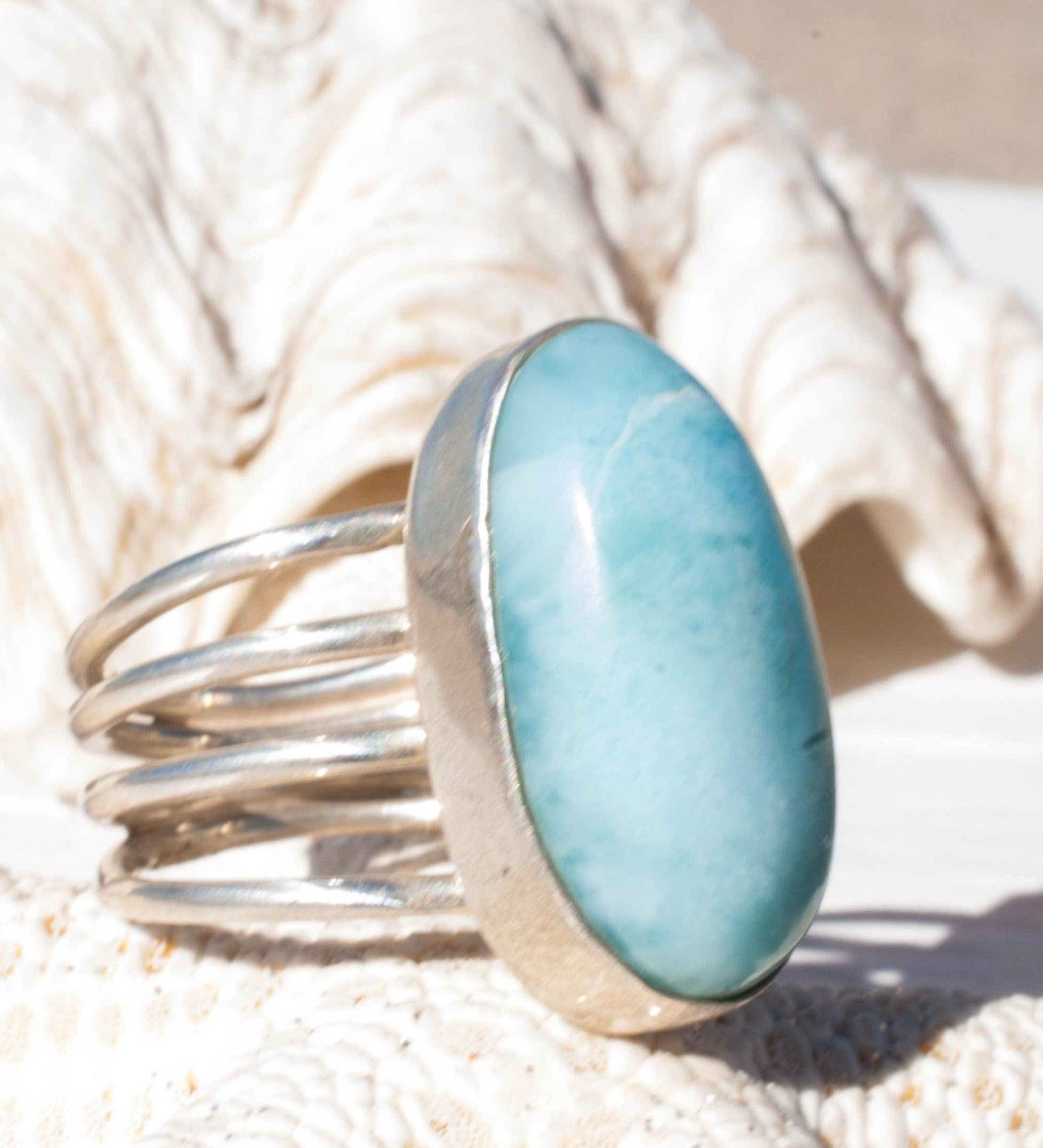 Larimar Ring ~ Sterling Silver 925~MR065 - Maresia Jewelry