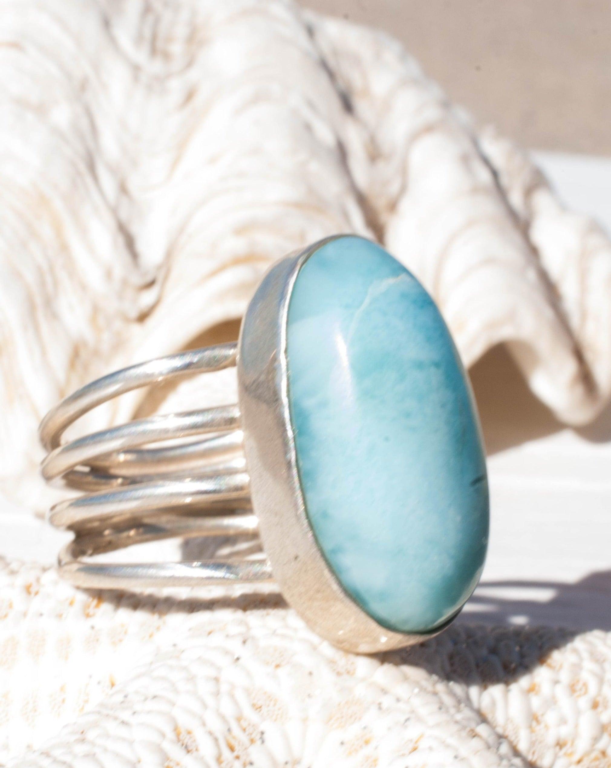 Larimar Ring ~ Sterling Silver 925~MR065 - Maresia Jewelry