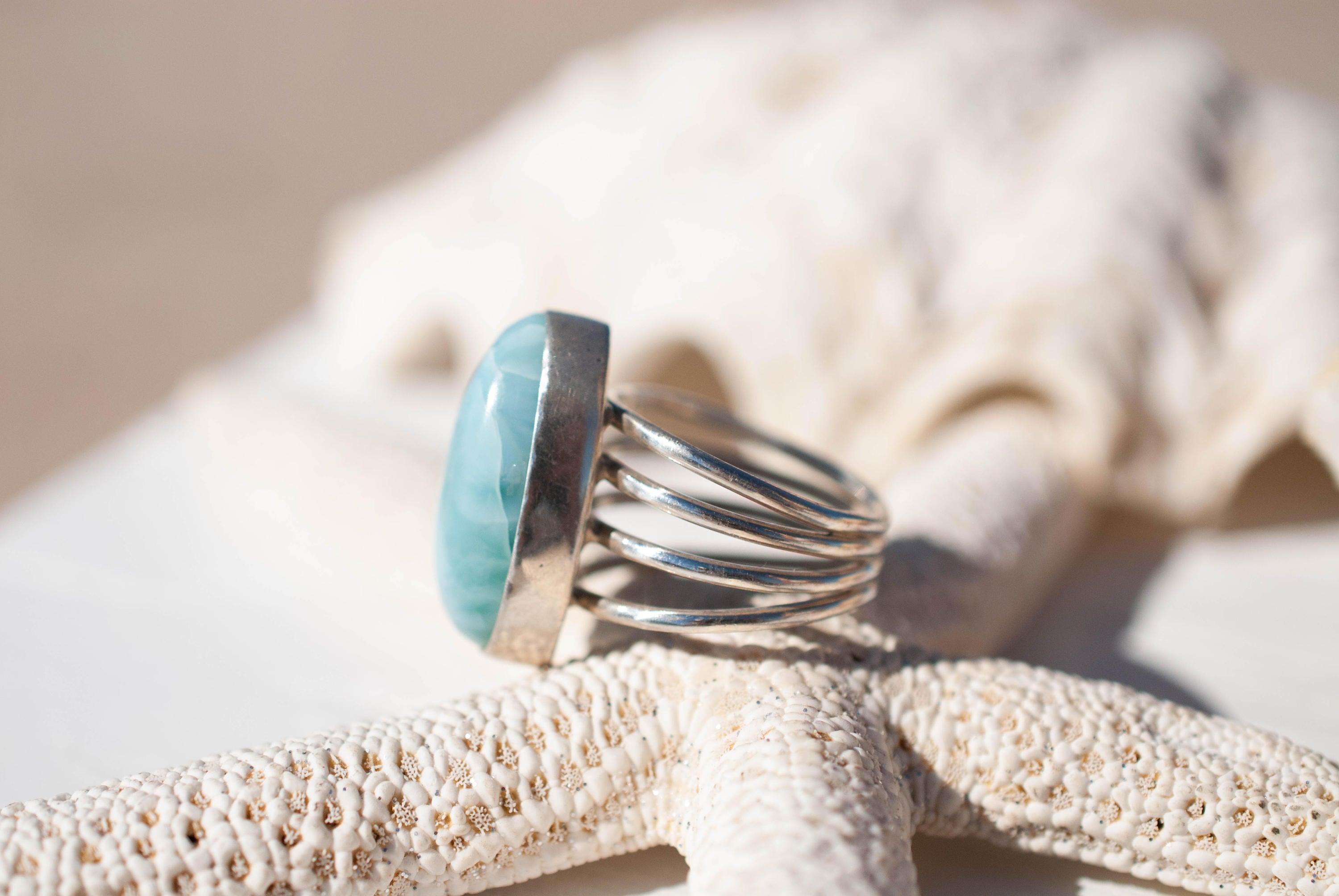 Larimar Ring ~ Sterling Silver 925~MR065 - Maresia Jewelry