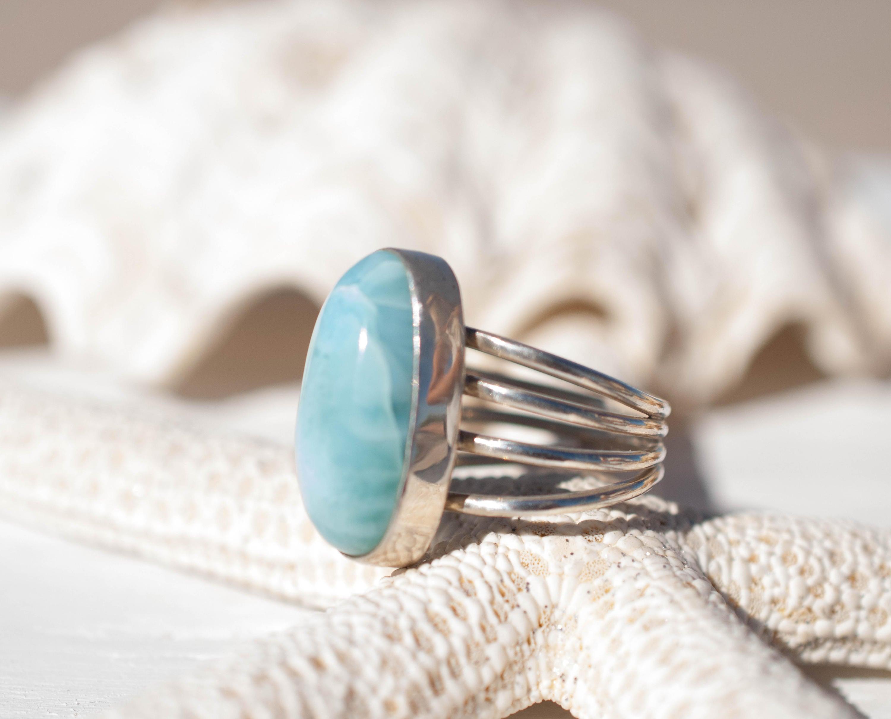 Larimar Ring ~ Sterling Silver 925~MR065 - Maresia Jewelry