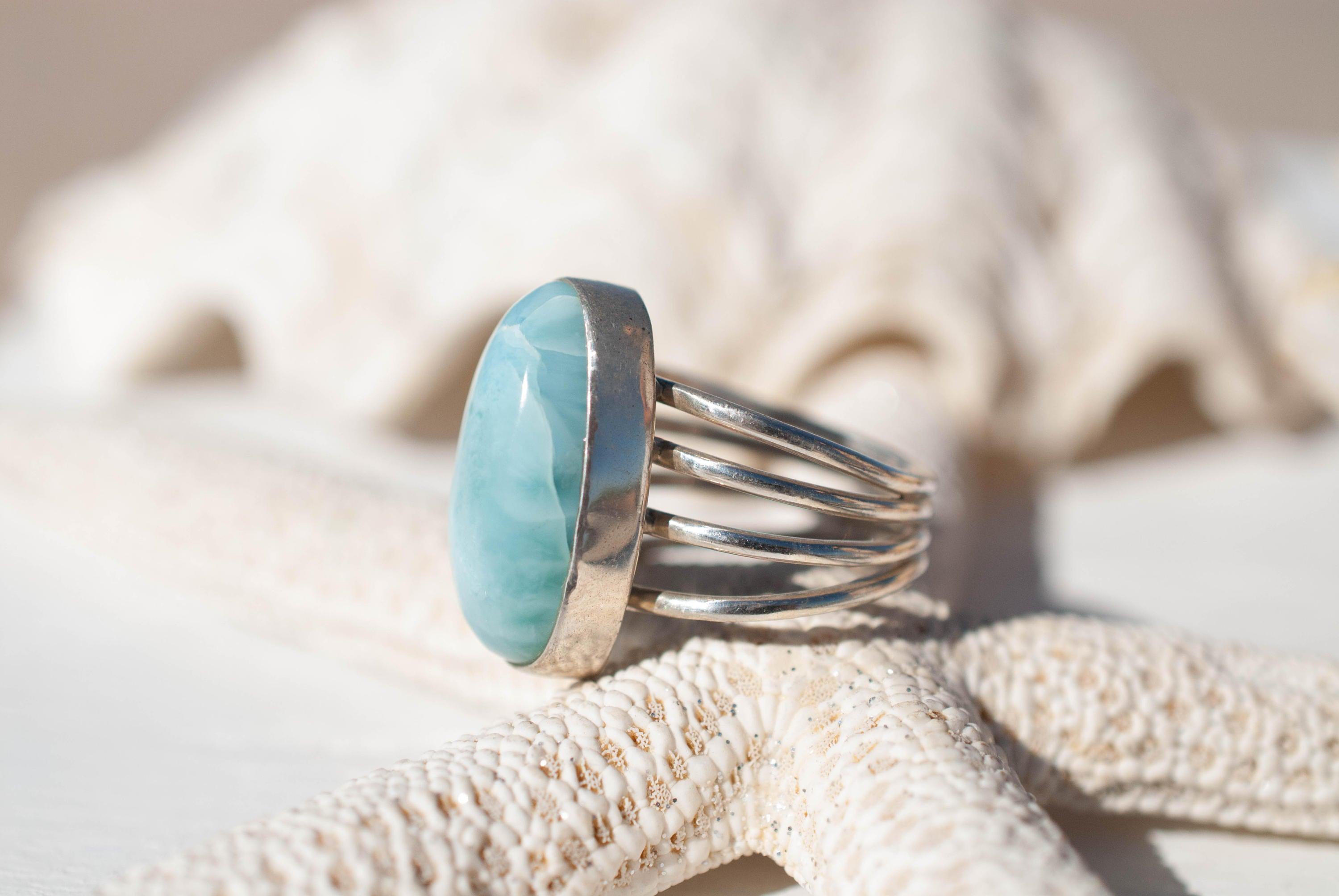 Larimar Ring ~ Sterling Silver 925~MR065 - Maresia Jewelry