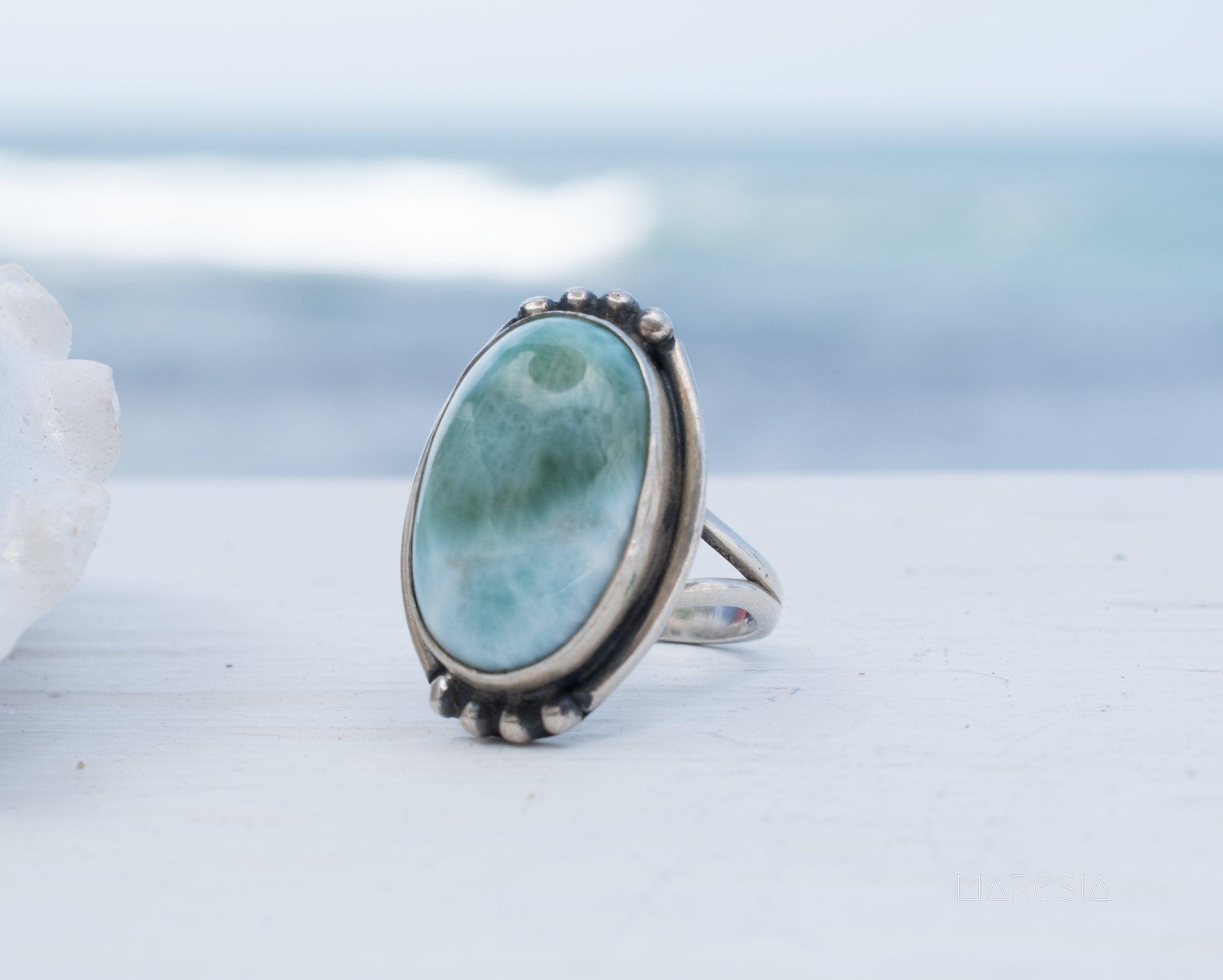 Larimar Ring ~ Sterling Silver 925~MR195 - Maresia Jewelry