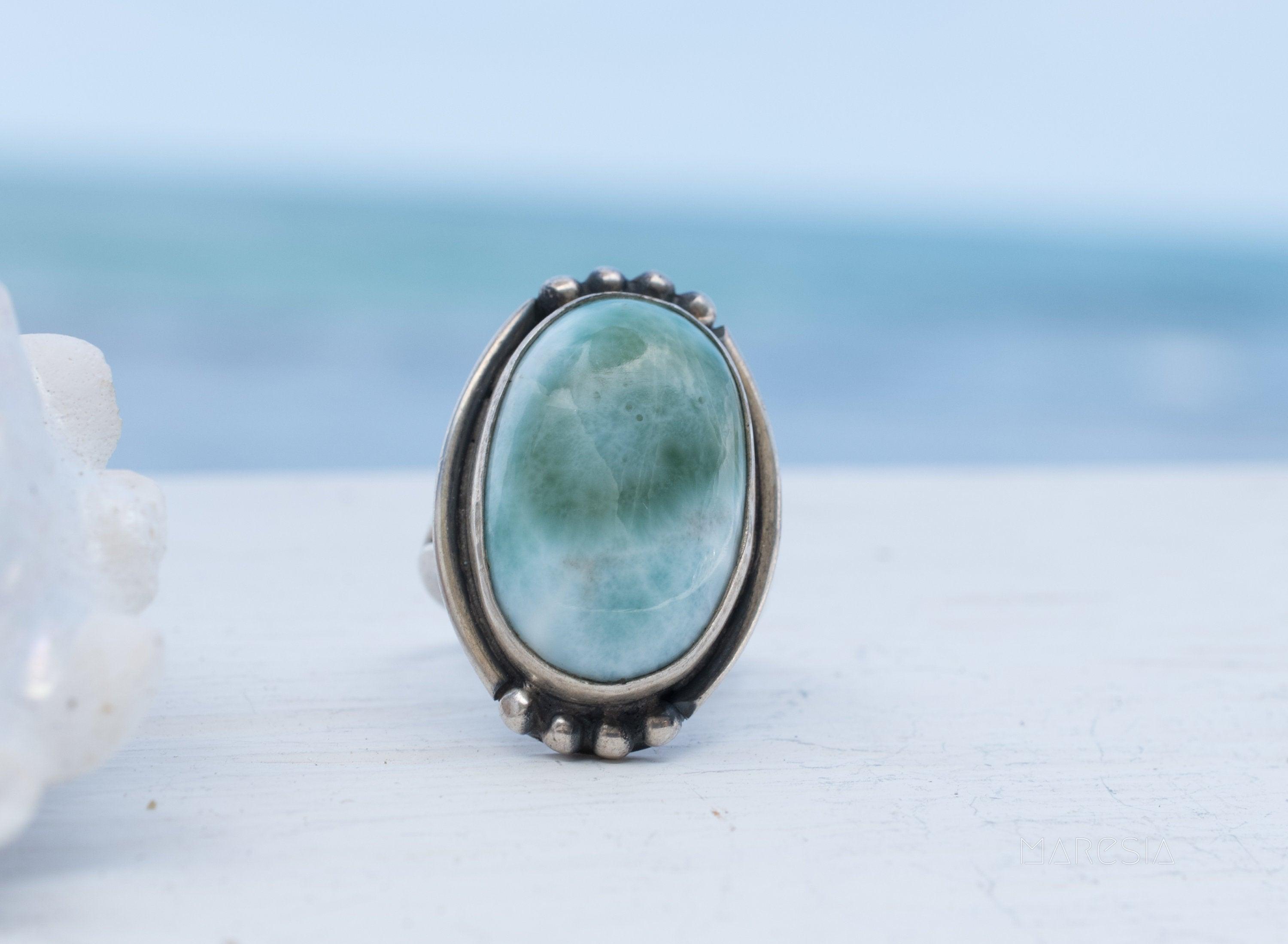 Larimar Ring ~ Sterling Silver 925~MR195 - Maresia Jewelry