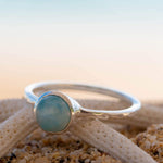 Larimar Ring ~ Delicate ~ Sterling Silver 925~ Handmade ~ Gemstone~Statement ~Everyday~ Hippie~Bohemian~Stackable MR236