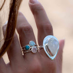 Larimar Ring ~ Delicate ~ Sterling Silver 925~ Handmade ~ Gemstone~Statement ~Everyday~ Hippie~Bohemian~Stackable MR236