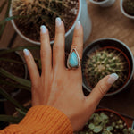 Larimar Ring ~ Statement ~ Gemstone ~ Semi Precious Stone ~ Blue ~ White ~ Natural ~ Organic ~ Sterling Silver 925~Tear Drop~Thin Band~MR265