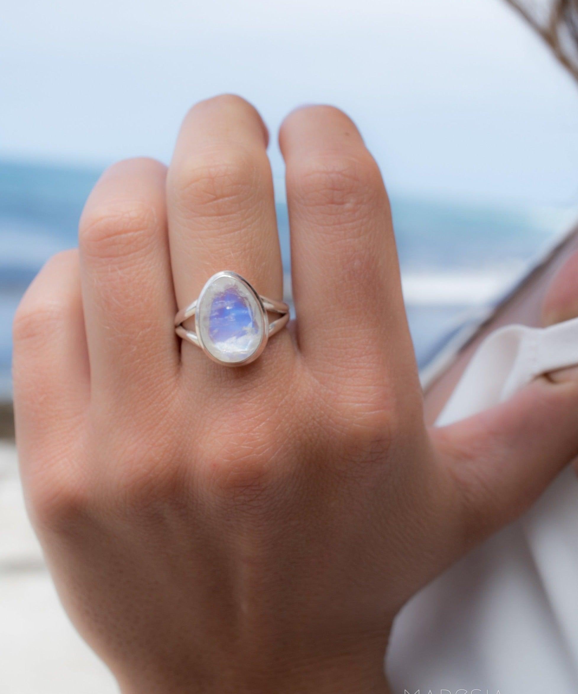 Laura Moonstone Ring ~ Sterling Silver 925 ~MR200 - Maresia Jewelry