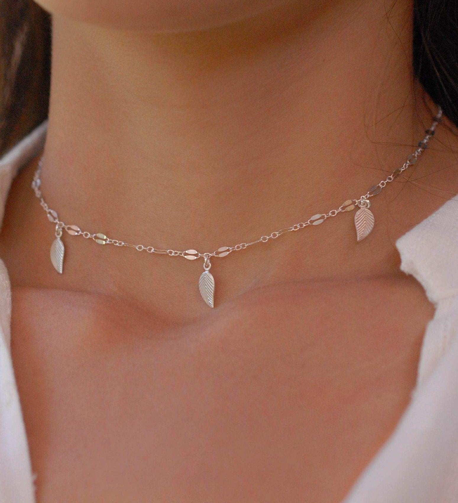 Leaf Choker ~ Sterling Silver 925 or Gold Filled - Maresia Jewelry