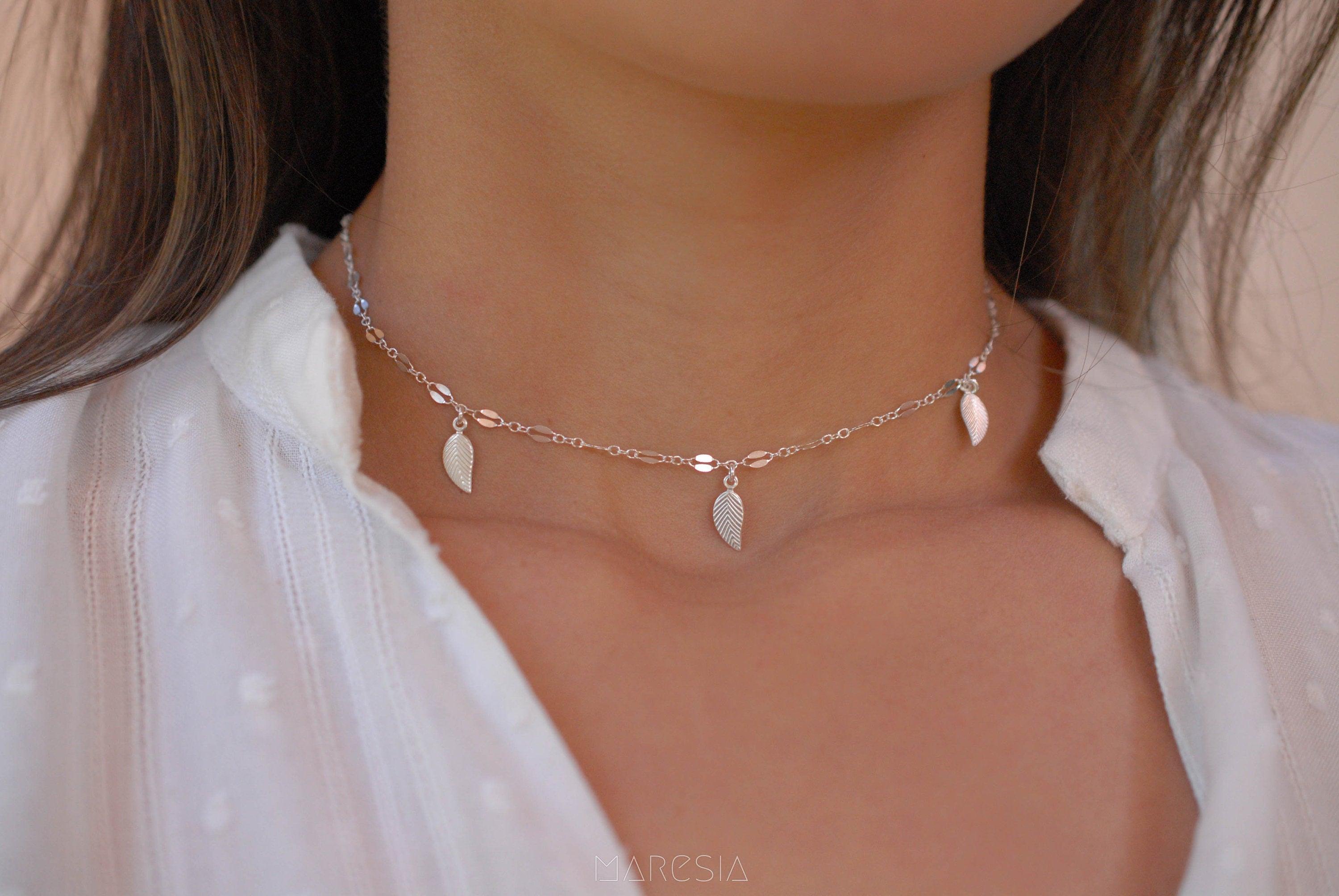 Leaf Choker ~ Sterling Silver 925 or Gold Filled - Maresia Jewelry