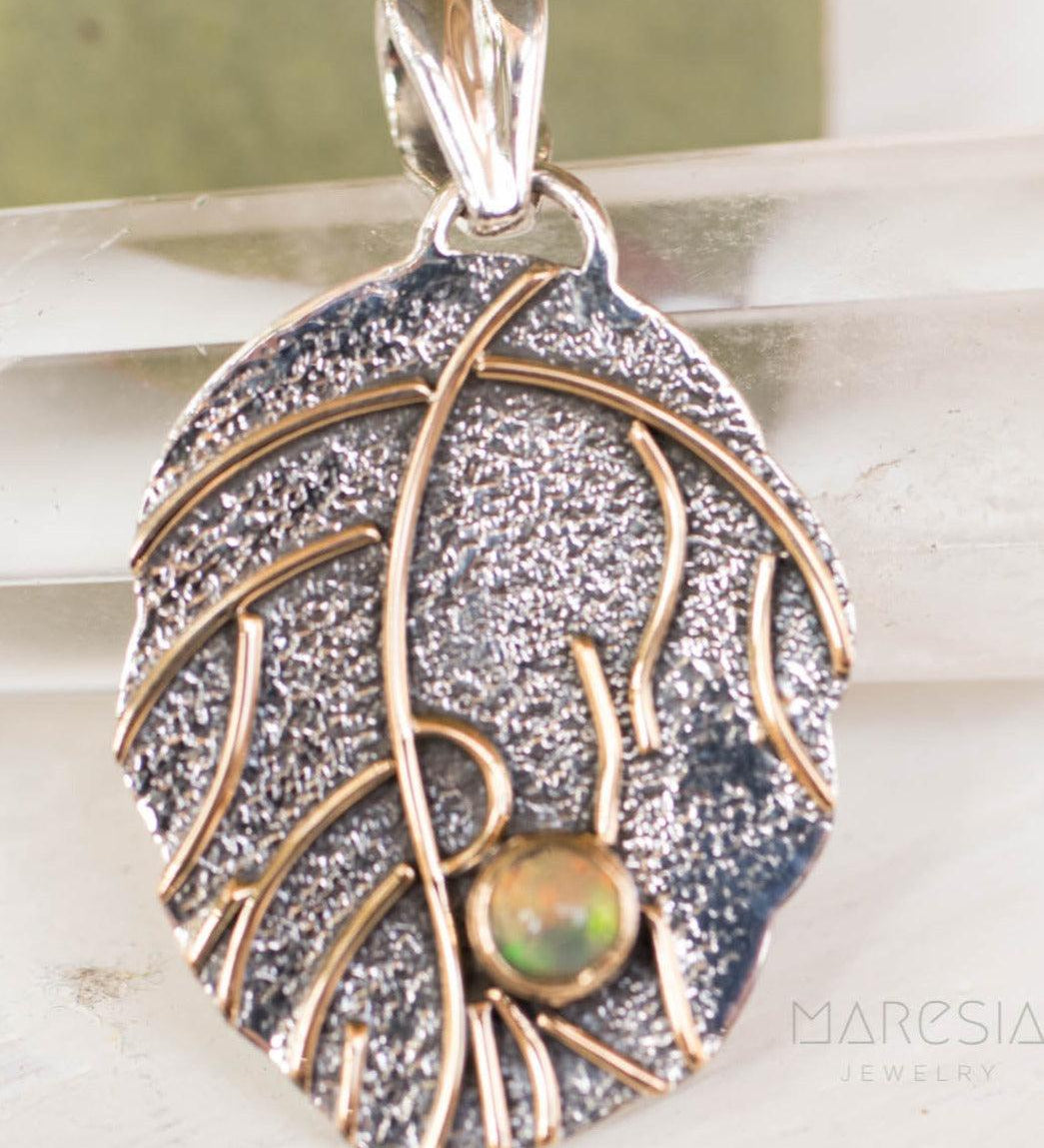 Leaf Pendant ~Opal ~Sterling Silver 925 - Maresia Jewelry