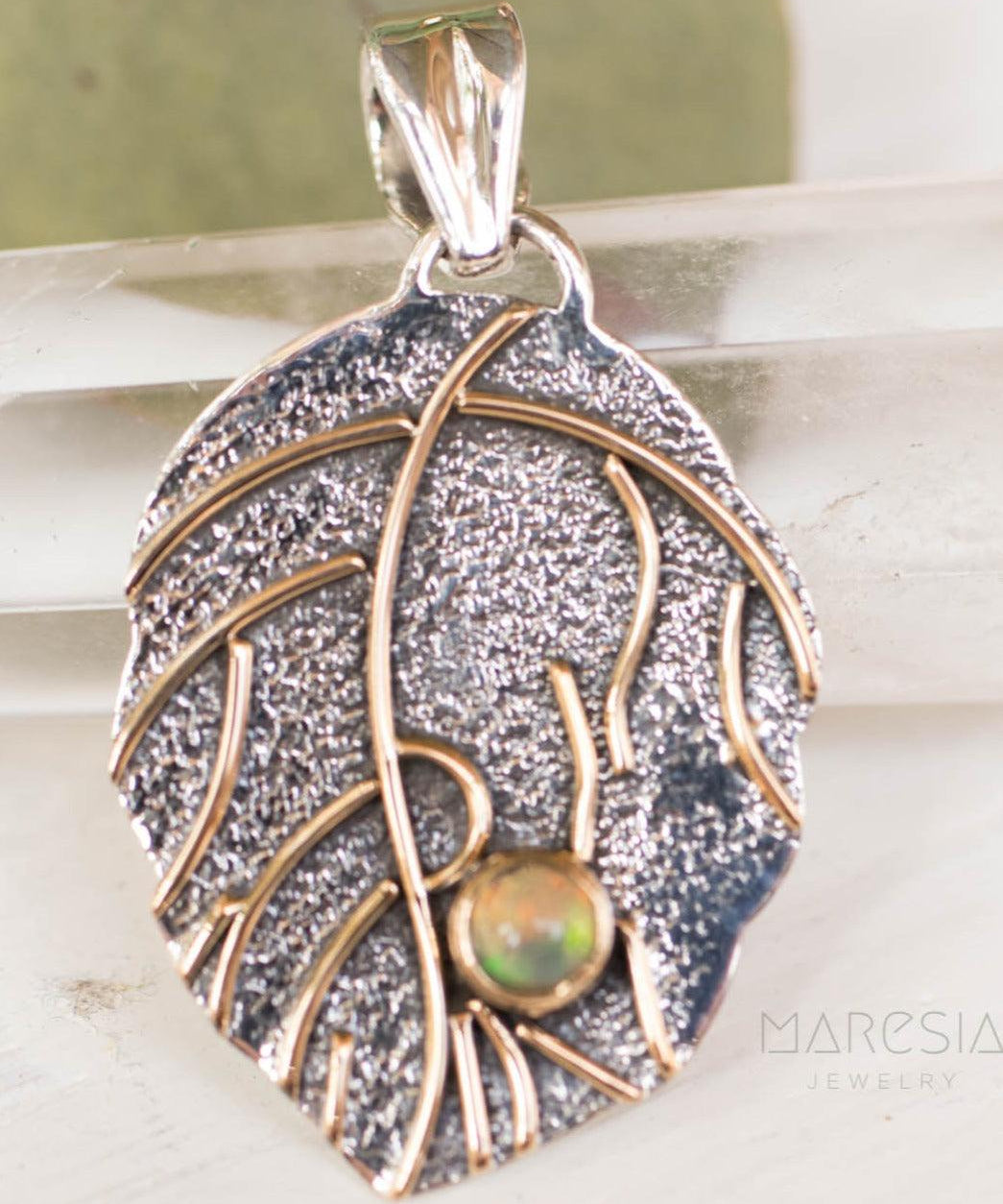 Leaf Pendant ~Opal ~Sterling Silver 925 - Maresia Jewelry