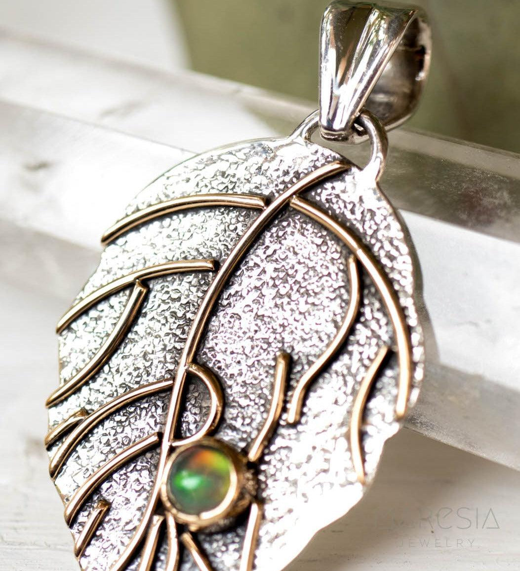 Leaf Pendant ~Opal ~Sterling Silver 925 - Maresia Jewelry