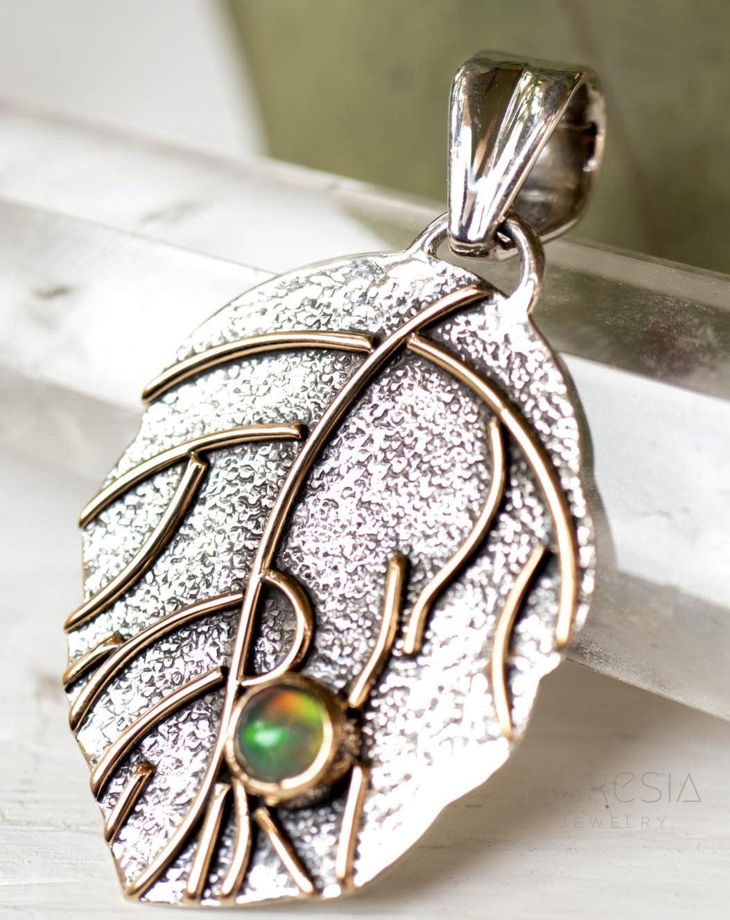 Leaf Pendant ~Opal ~Sterling Silver 925 - Maresia Jewelry