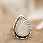 Moonstone Leaf Sculped accent~ Sterling Silver 925 ~ Handmade ~ Gemstone ~Statement Tear Drop stone ~ Hippie ~Bohemian~June Birthstone~MR248
