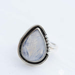Moonstone Leaf Sculped accent~ Sterling Silver 925 ~ Handmade ~ Gemstone ~Statement Tear Drop stone ~ Hippie ~Bohemian~June Birthstone~MR248