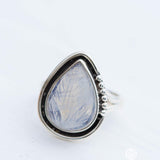 Moonstone Leaf Sculped accent~ Sterling Silver 925 ~ Handmade ~ Gemstone ~Statement Tear Drop stone ~ Hippie ~Bohemian~June Birthstone~MR248