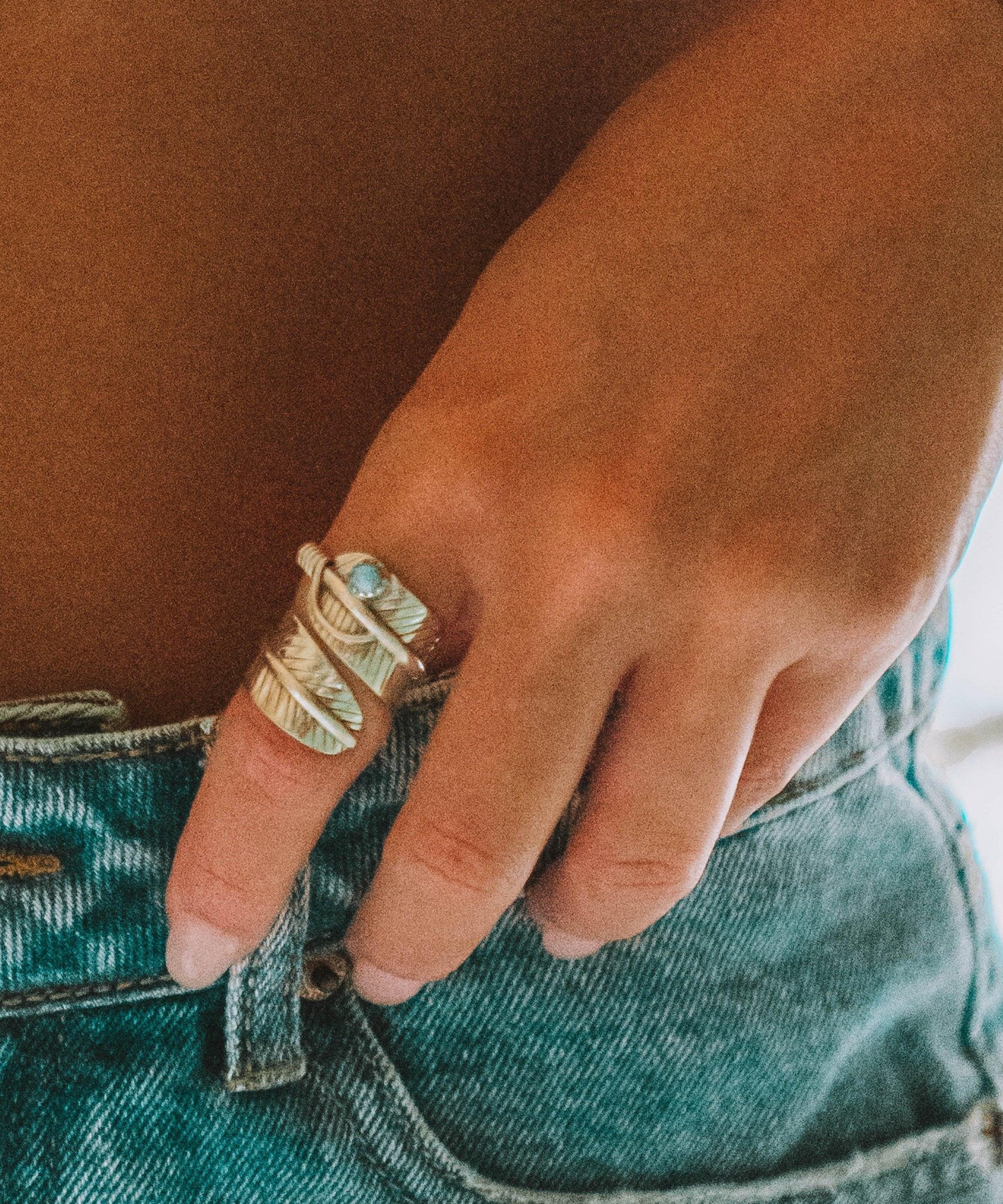 Leaf Turquoise Ring ~ Sterling Silver 925 ~ Handmade ~ Statement ~Bohemian ~ Jewelry ~Gift For Her ~Gemstone~December Birthstone~MR252