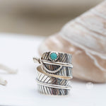 Leaf Turquoise Ring ~ Sterling Silver 925 ~ Handmade ~ Statement ~Bohemian ~ Jewelry ~Gift For Her ~Gemstone~December Birthstone~MR252
