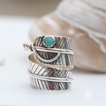 Leaf Turquoise Ring ~ Sterling Silver 925 ~ Handmade ~ Statement ~Bohemian ~ Jewelry ~Gift For Her ~Gemstone~December Birthstone~MR252