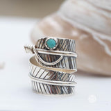 Leaf Turquoise Ring ~ Sterling Silver 925 ~ Handmade ~ Statement ~Bohemian ~ Jewelry ~Gift For Her ~Gemstone~December Birthstone~MR252