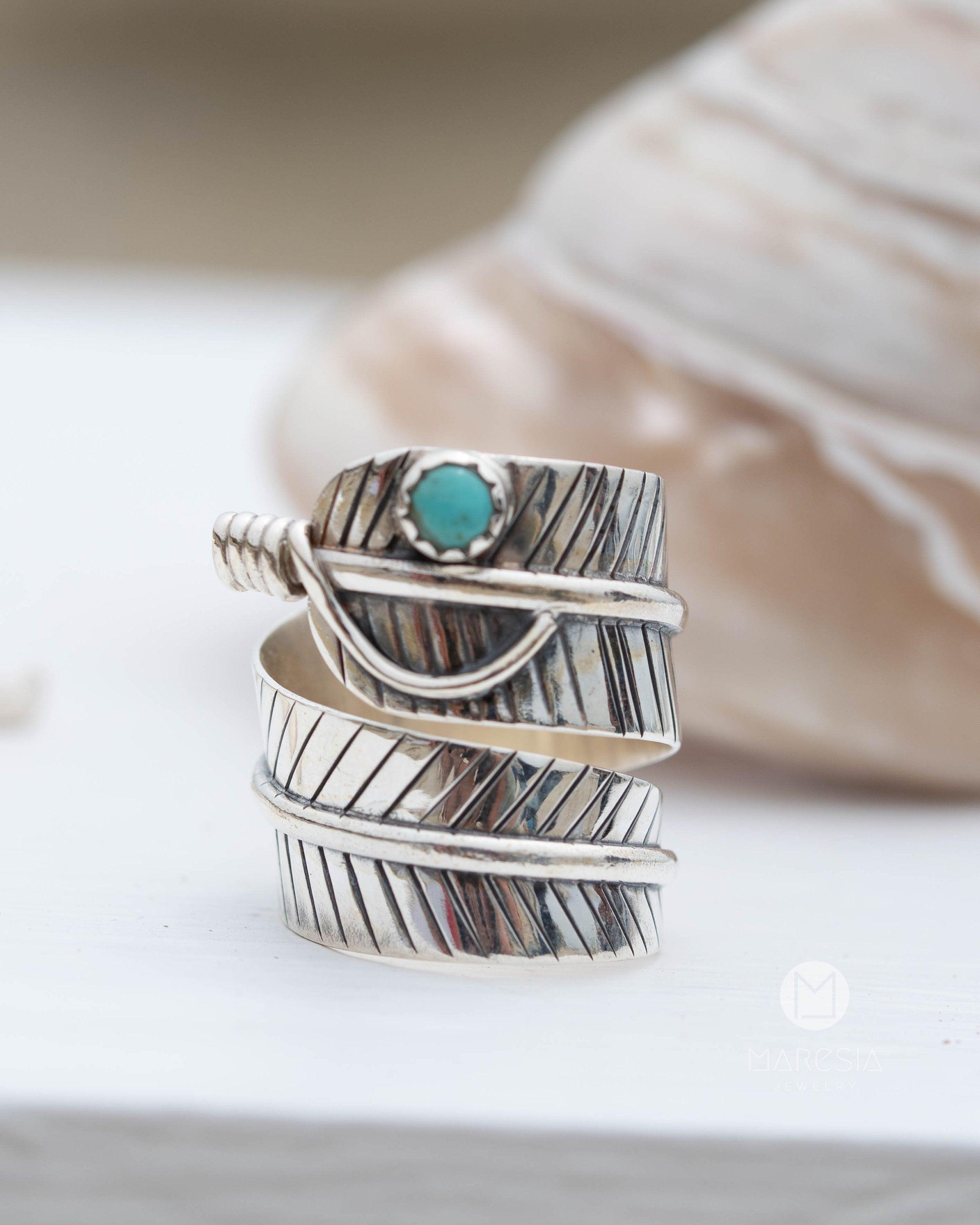 Leaf Turquoise Ring ~ Sterling Silver 925 ~ Handmade ~ Statement ~Bohemian ~ Jewelry ~Gift For Her ~Gemstone~December Birthstone~MR252