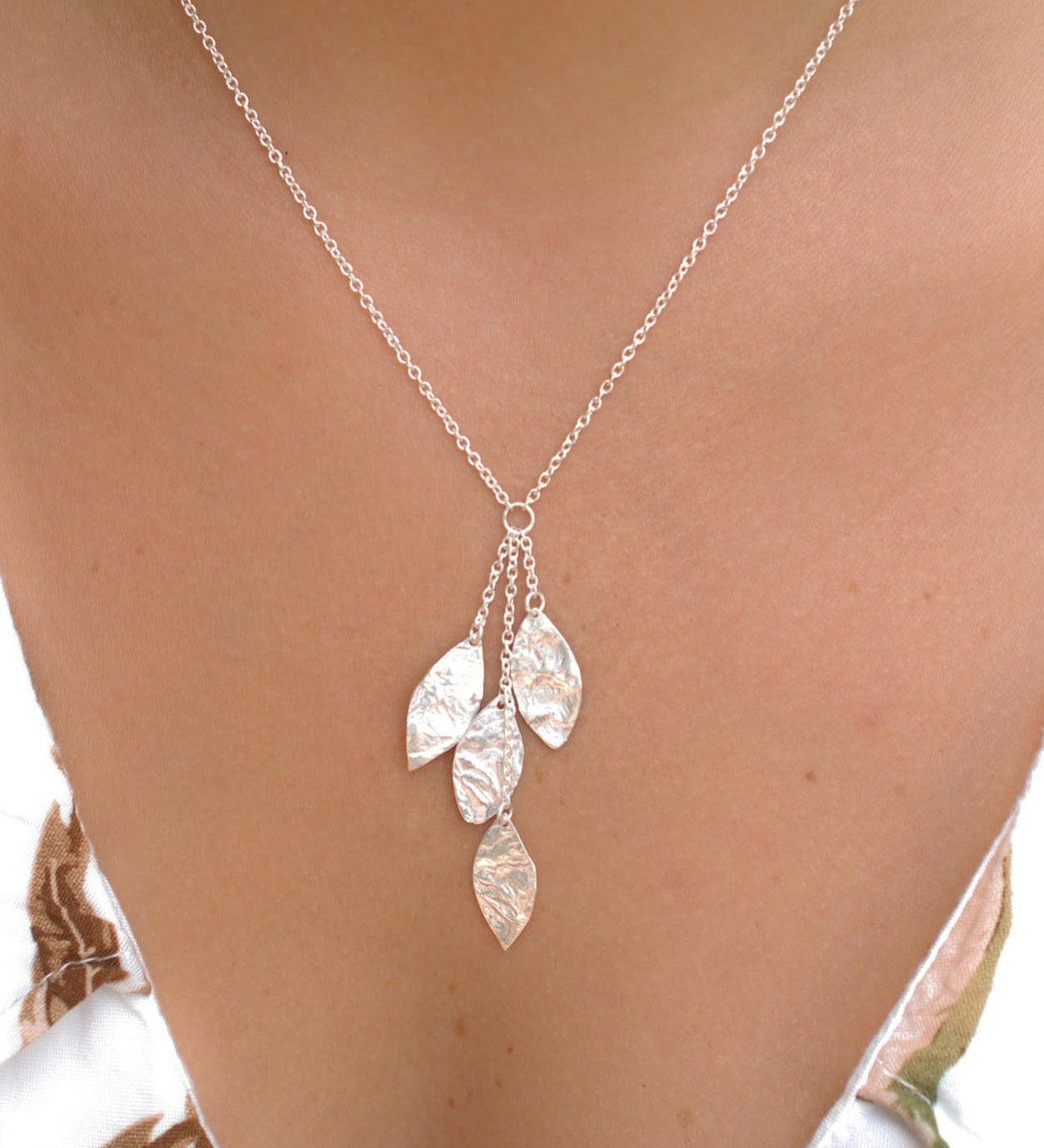 Leaf Y Necklace ~ Sterling Silver 925 ~ MN004 - Maresia Jewelry