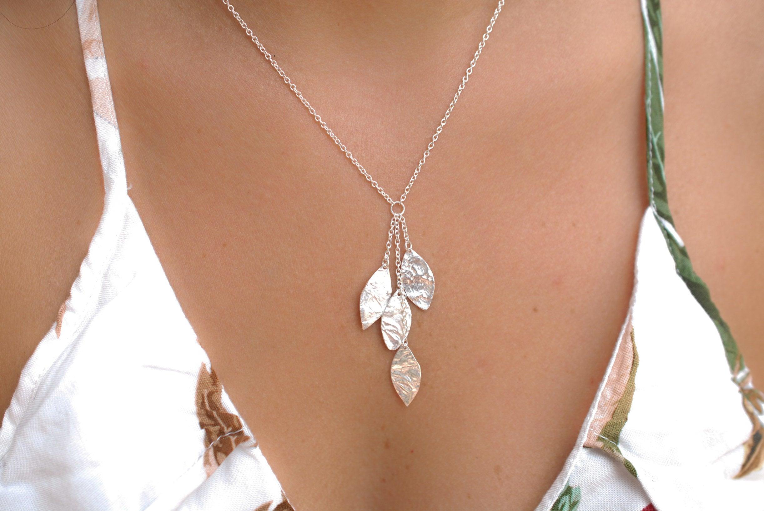 Leaf Y Necklace ~ Sterling Silver 925 ~ MN004 - Maresia Jewelry