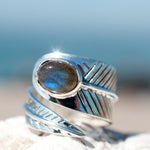 Leblon Leaf Labradorite Ring ~Sterling Silver 925~ SMR129 - Maresia Jewelry