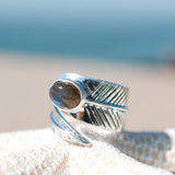 Leblon Leaf Labradorite Ring ~Sterling Silver 925~ SMR129 - Maresia Jewelry