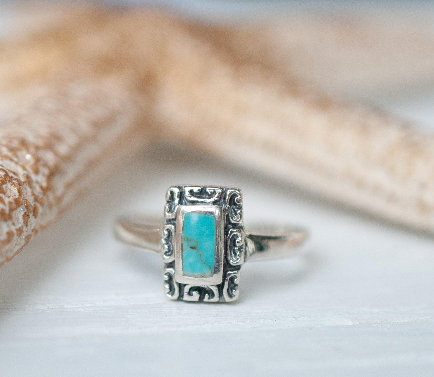 Leblon Turquoise Ring ~ Sterling Silver 925~SMR012 - Maresia Jewelry